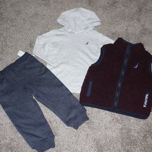 NEW Nautica 3-Piece Vest Outfit Baby Boy Set